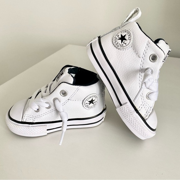 Converse Other - Converse NWOT All Star White Leather Chuck Taylor Size 3